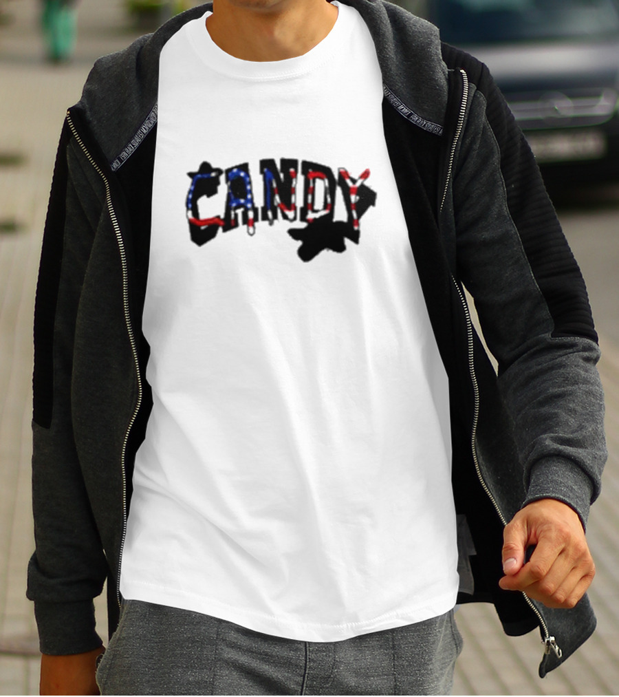 Candy Flipping America Patriotic Red Blue Shadows T-Shirt