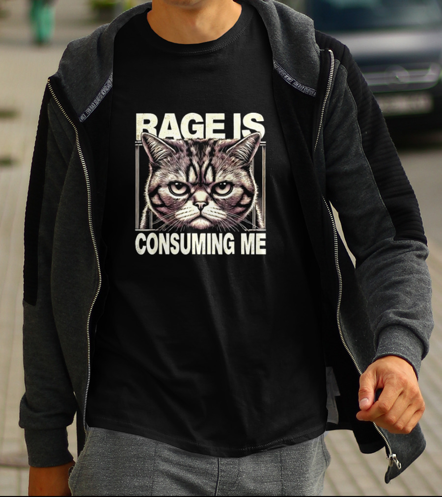 Rage Is Consuming Me Angry Cat Meme T-Shirt