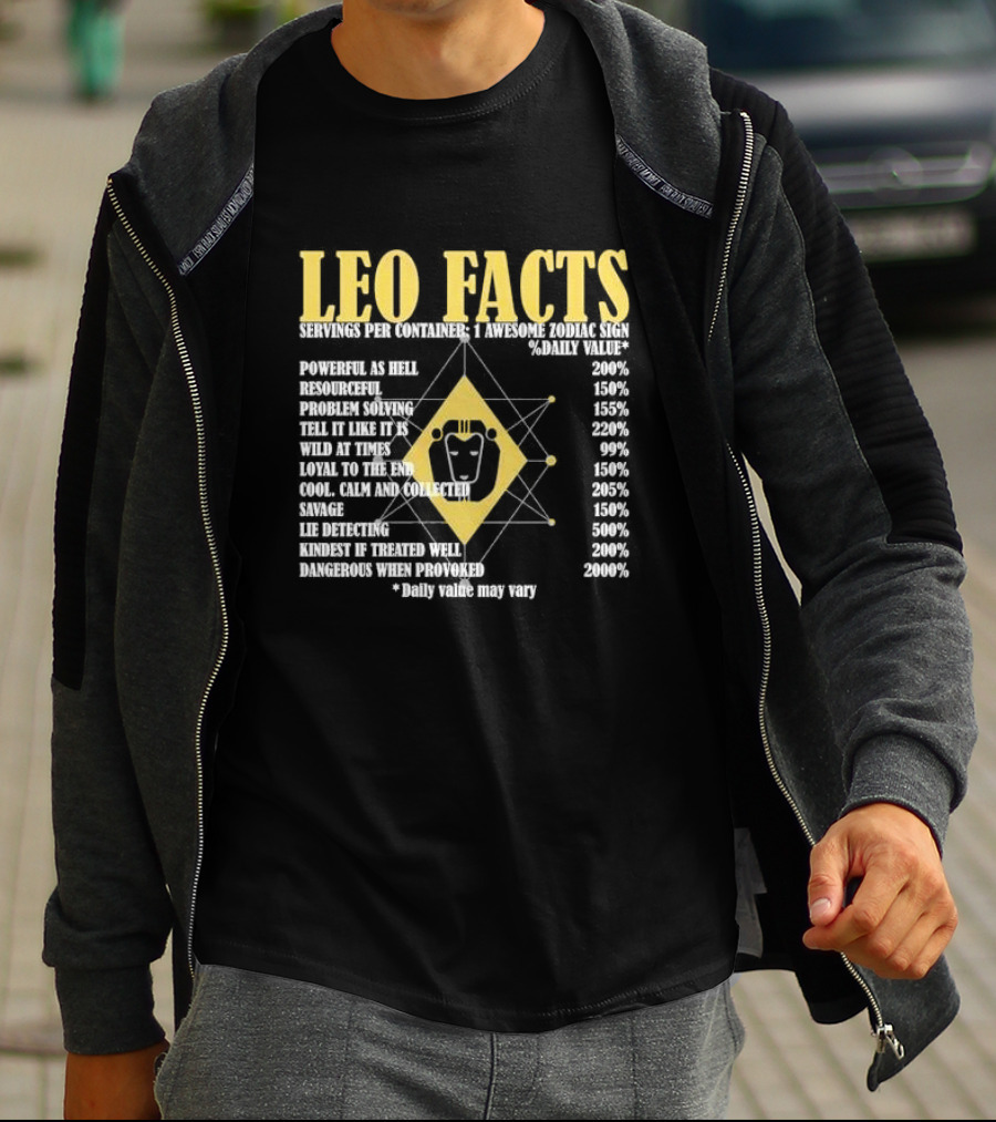 Leo Facts Powerful Resourceful Problem Solving Zodiac Sign Birthday T-Shirt