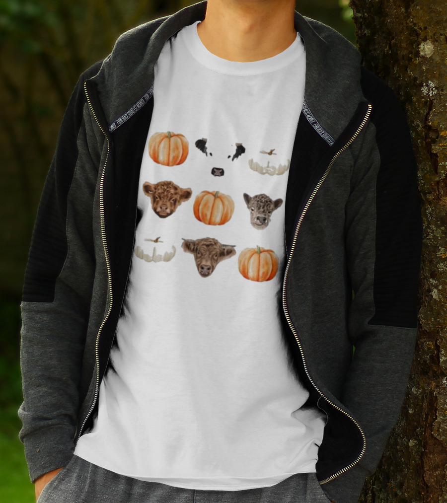 Katie Van Slyke Mini Cows Pumpkins Arrangement T-Shirt