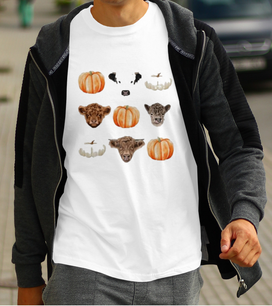Katie Van Slyke Mini Cows Pumpkins Arrangement T-Shirt