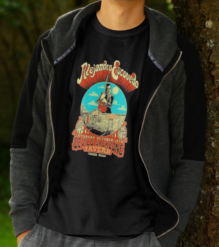 Alejandro Escovedo Live Performance Saturday October 12th Devil's Backbone Tavern Fischer Texas T-Shirt