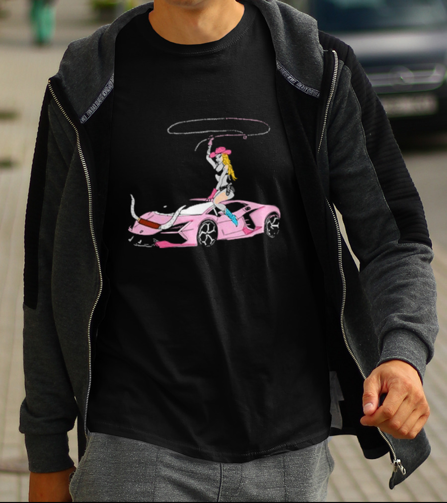 Iggy Azalea The Motherland Singapore Pink Sports Car Cowgirl Lasso T-Shirt