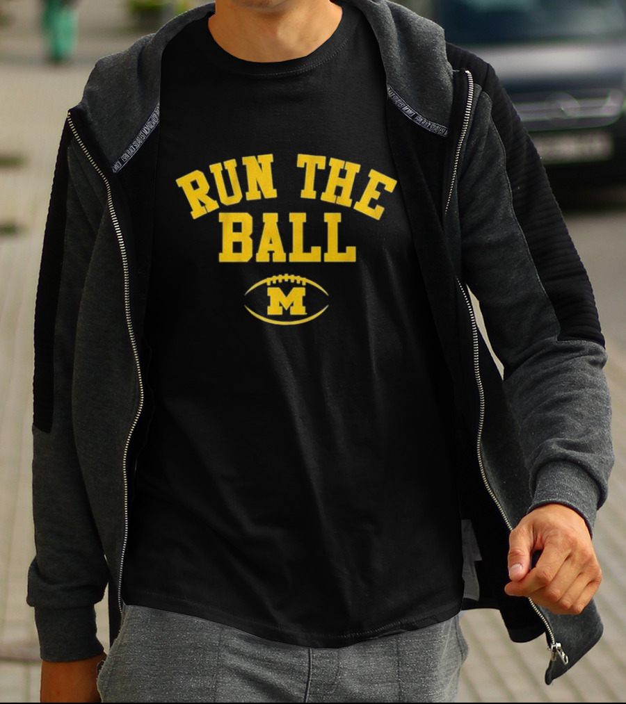 Michigan Wolverines Run The Ball Football M T-Shirt