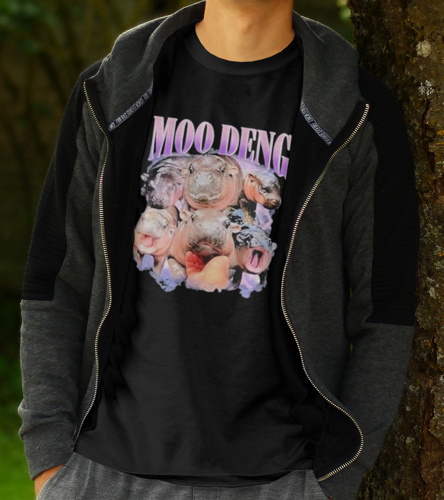 Moo Deng Baby Pygmy Hippo Cute Zoo Family Faces T-Shirt