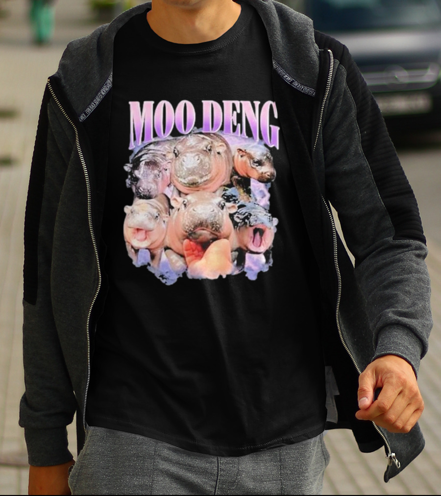 Moo Deng Baby Pygmy Hippo Cute Zoo Family Faces T-Shirt