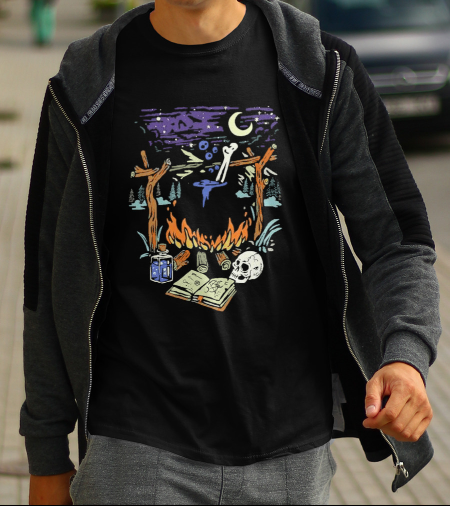 Mystic Brew Intotheam Moonlit Forest Ritual Potion And Skull T-Shirt