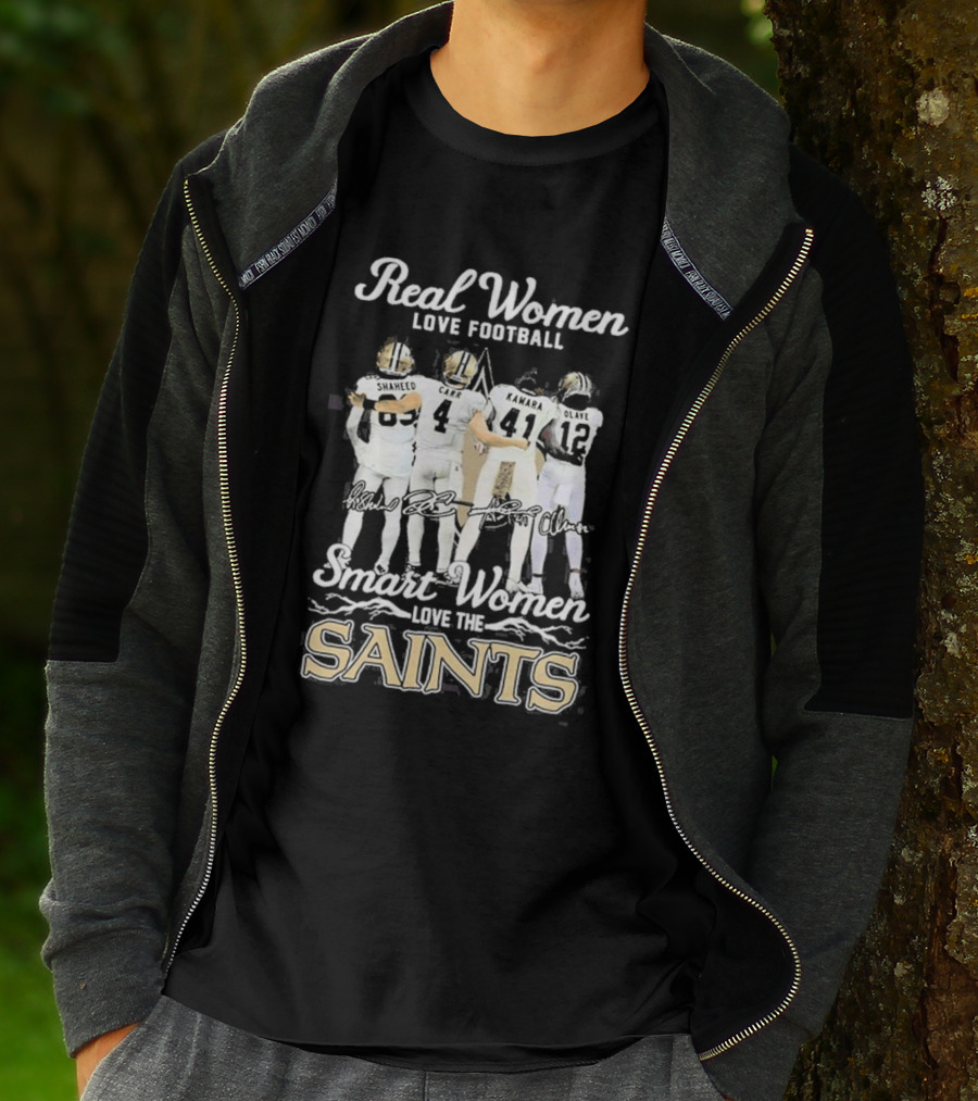 Real Women Love Football Smart Women Love The Saints Shaheed Carr Kamara Olave T-Shirt