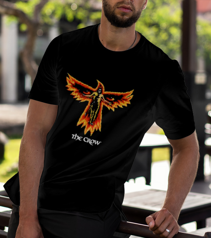 The Crow Firebird Symbol With Gothic Figure T-Shirt