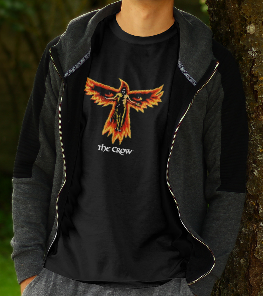 The Crow Firebird Symbol With Gothic Figure T-Shirt