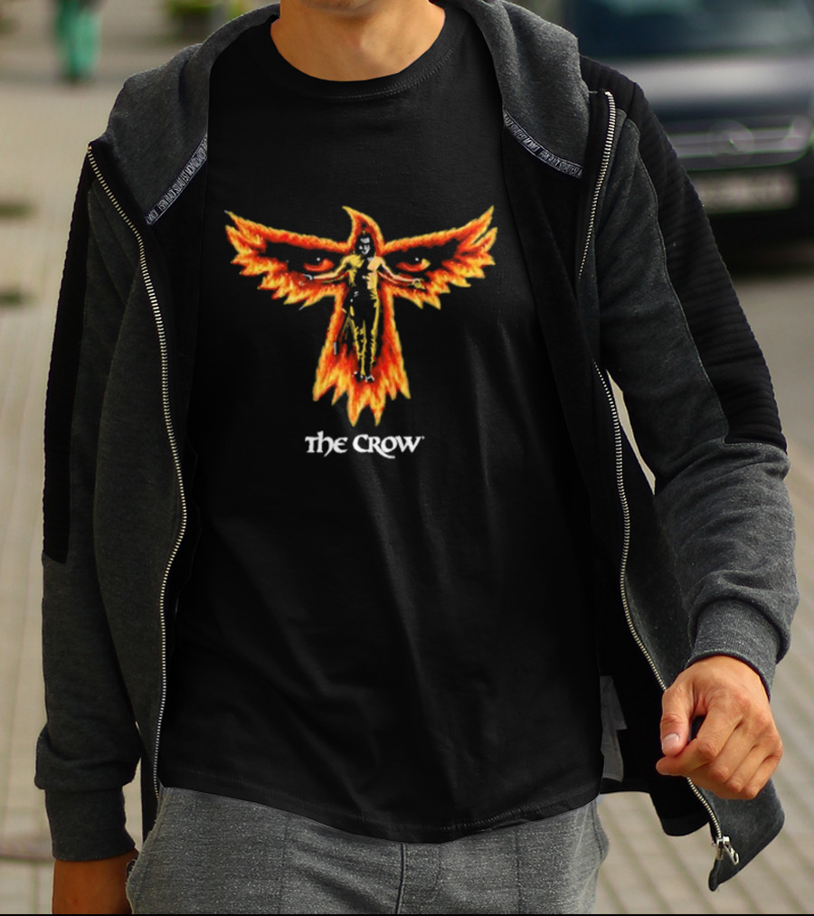 The Crow Firebird Symbol With Gothic Figure T-Shirt