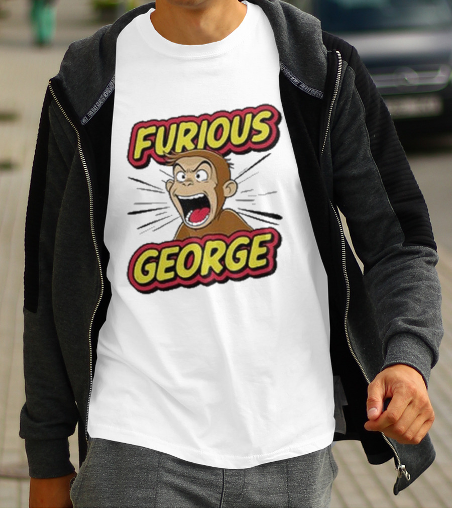 Furious George Monkey Shouting With Bold Comic T-Shirt