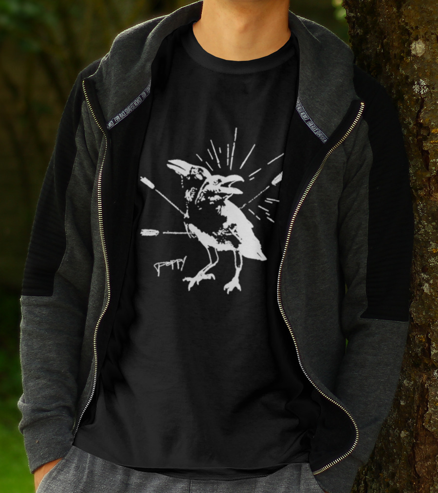 Impoppy Coward Birds Two-Headed Raven With Arrows T-Shirt