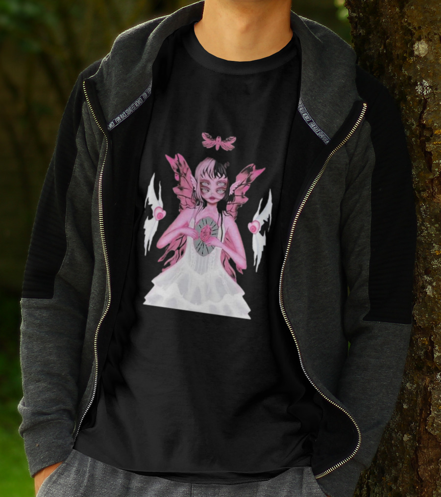 Melanie Martinez Portals Heart Pink Winged Character With Moth And Eyes T-Shirt