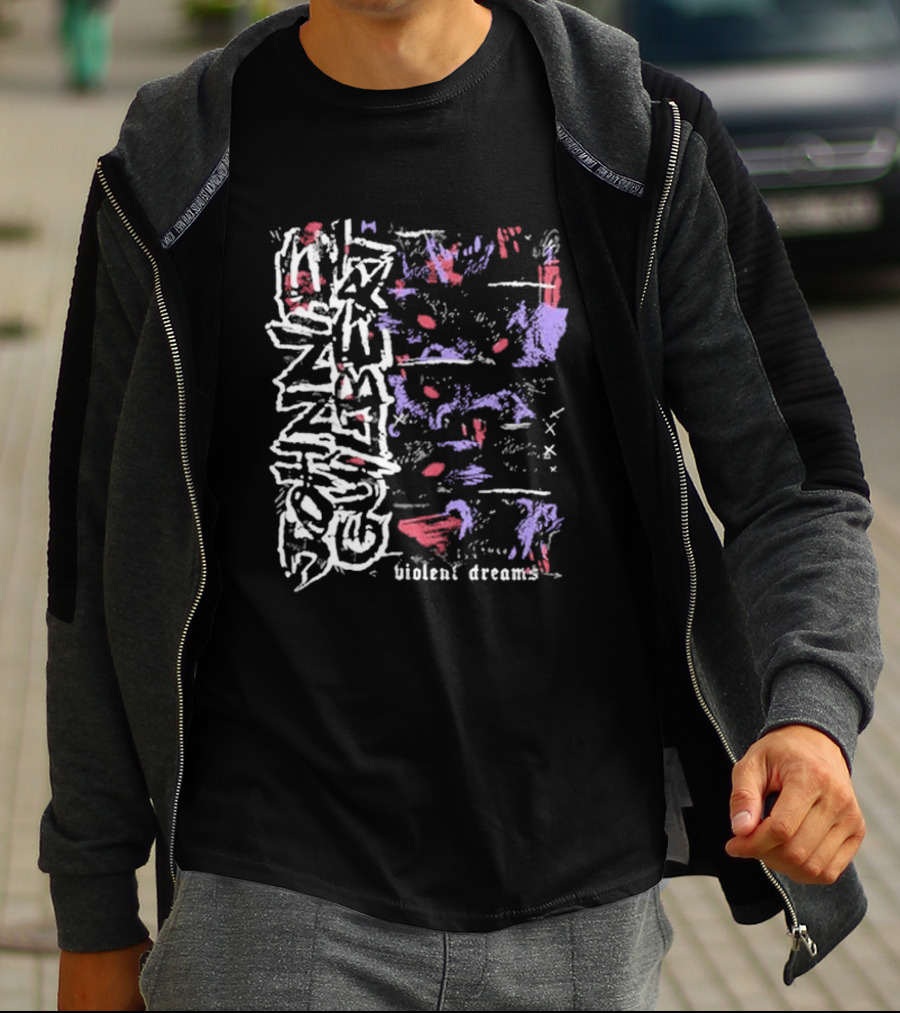 Violent Dreams Abstract Wolf Red Blue T-Shirt