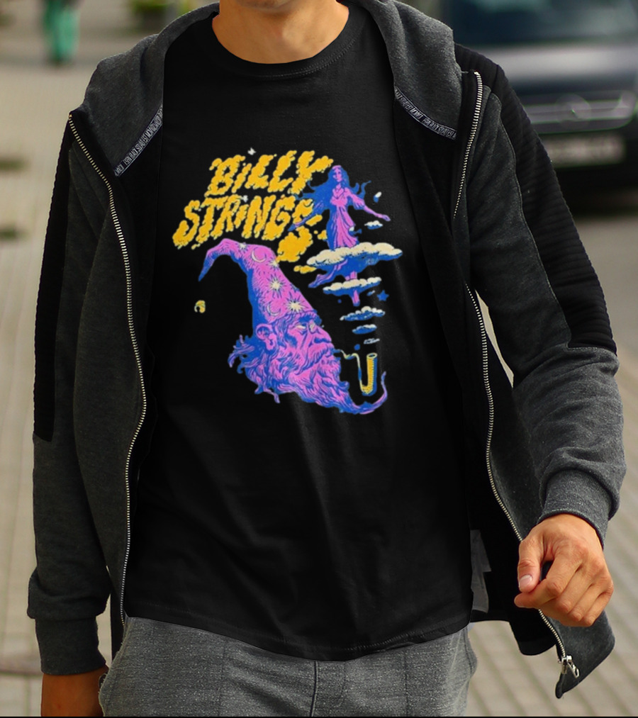 Billy Strings Wizard Head Psychedelic Clouds And Stars T-Shirt
