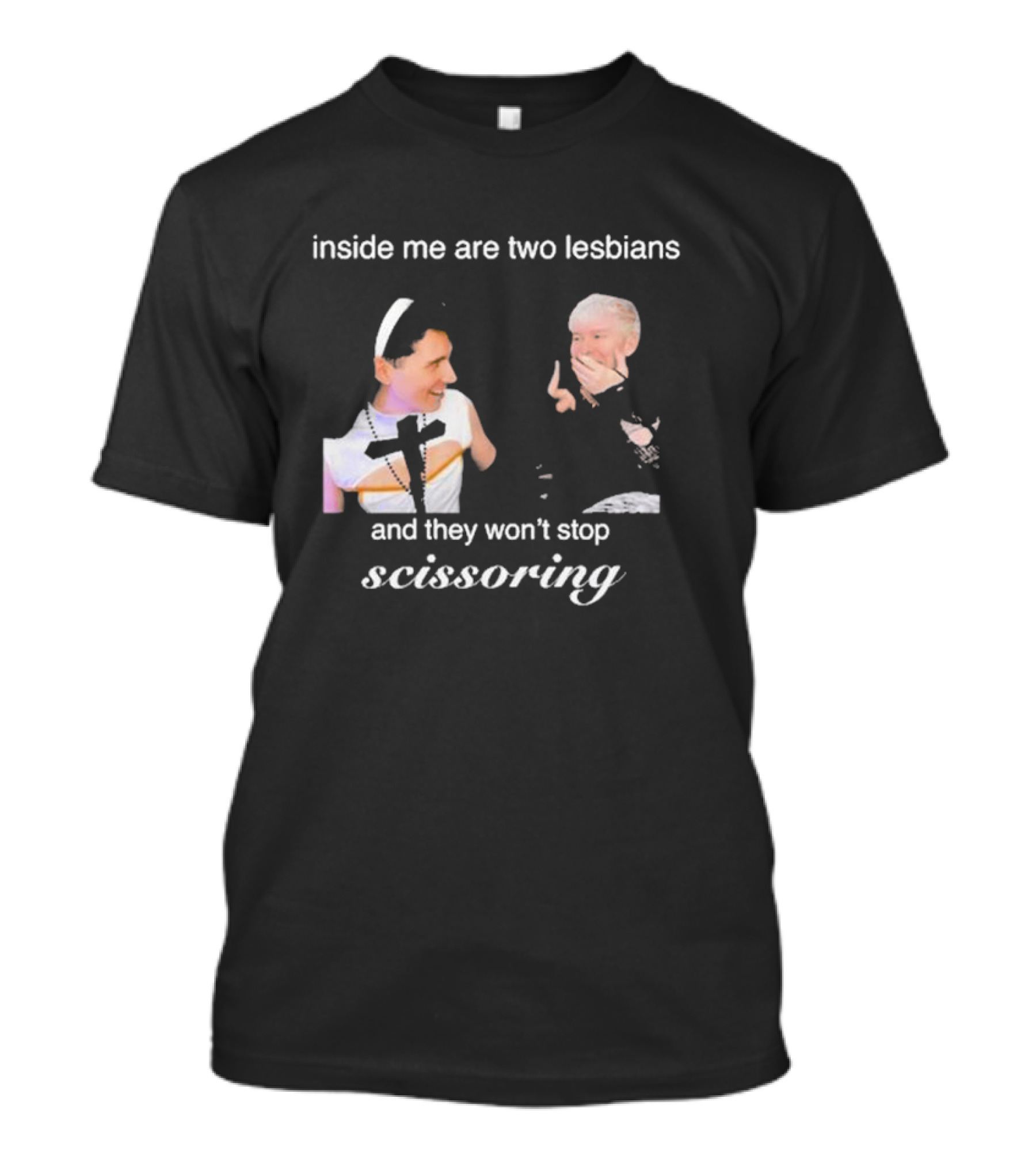 Inside Me Are Two Lesbians And They Won’t Stop Scissoring Danswideslit T-Shirt