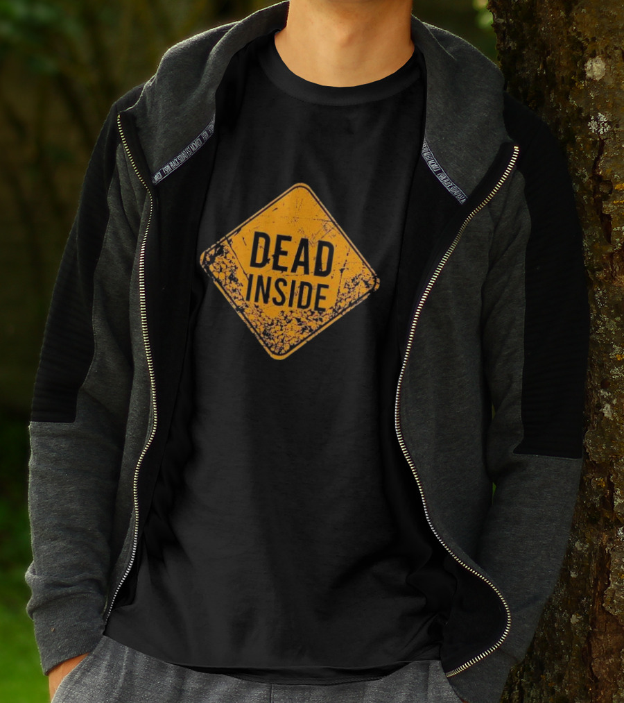 Dead Inside Distressed Warning Sign Patriotic T-Shirt