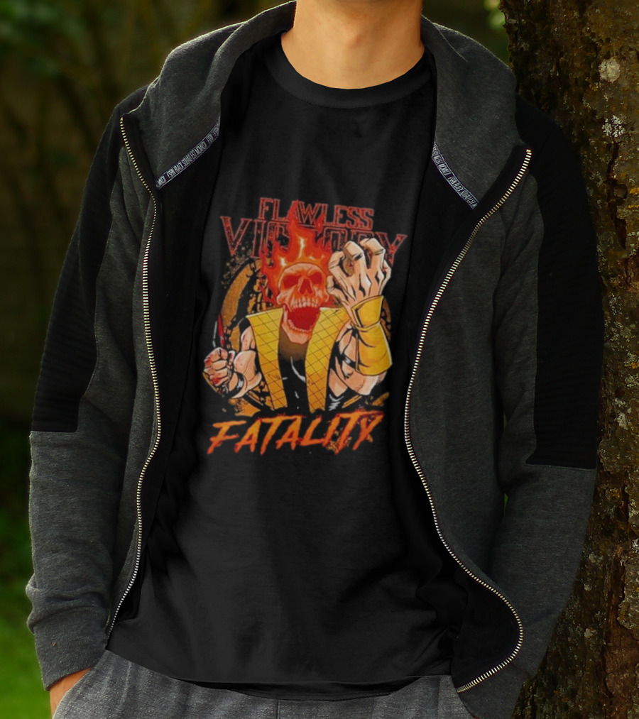 Mortal Kombat Flawless Victory Fatality Skull Flame T-Shirt