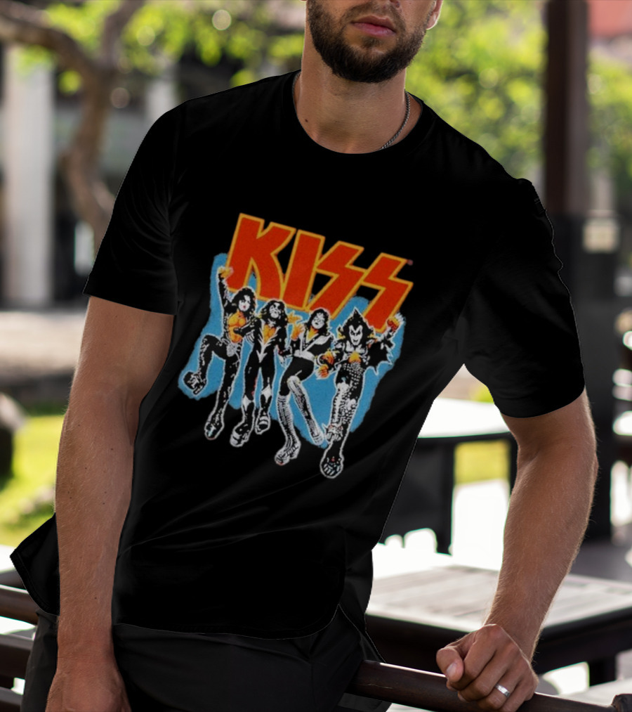 Kiss Destroyer Track List Black Band Members T-Shirt