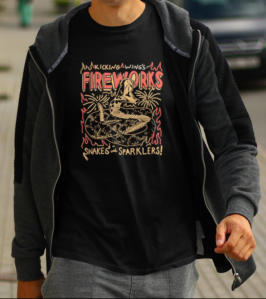 Kicking Wing's Fireworks - Snakes And Sparklers Explosion T-Shirt