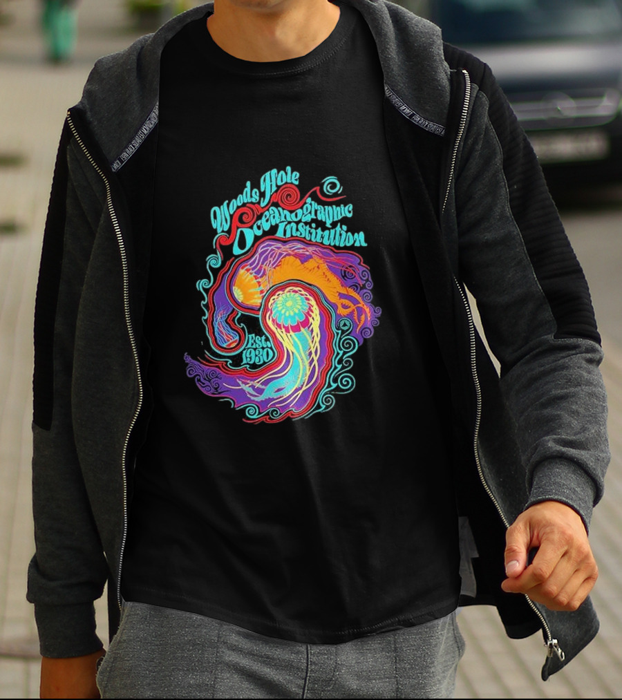 Woods Hole Oceanographic Institution Est 1930 Psychedelic Marine Swirl T-Shirt