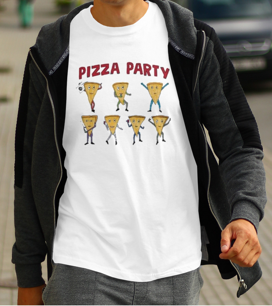 Dave Portnoy Pizza Party Dancing Slice Characters T-Shirt