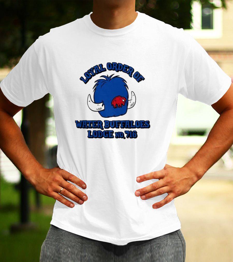 Loyal Order Of Water Buffaloes Lodge No 716 Blue Buffalo Icon Red Emblem T-Shirt