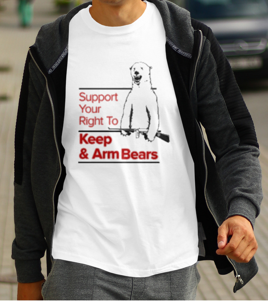 Support Your Right To Keep And Arm Bears Polar Bear Holding Rifle T-Shirt