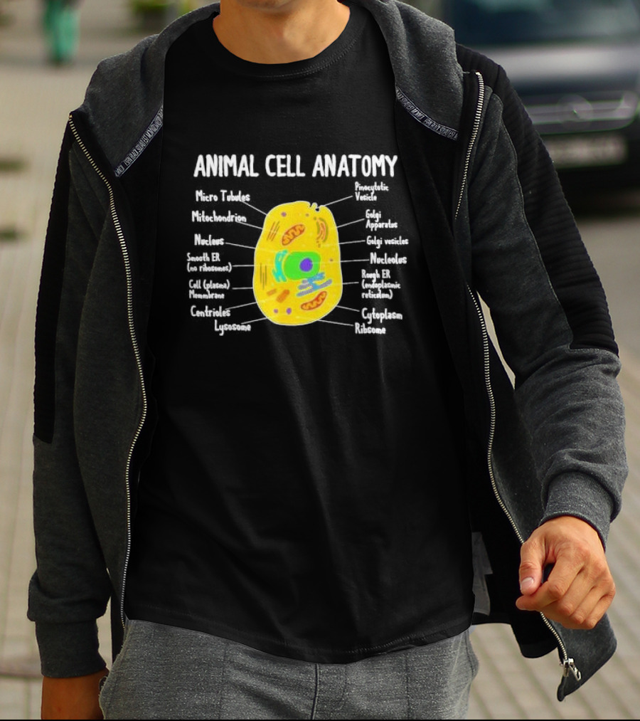 Animal Cell Anatomy Microtubules Mitochondrion Nucleus Biologist Science Student T-Shirt