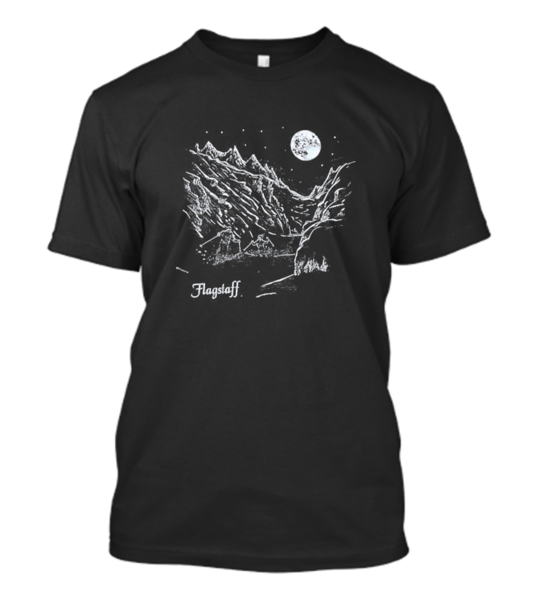 Flagstaff Moonlit Mountain Scene Skiers T-Shirt