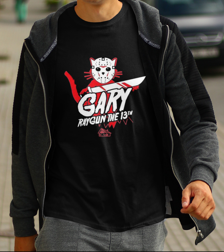 Gary Raygun The 13th Jason Mask Cat With Machete T-Shirt