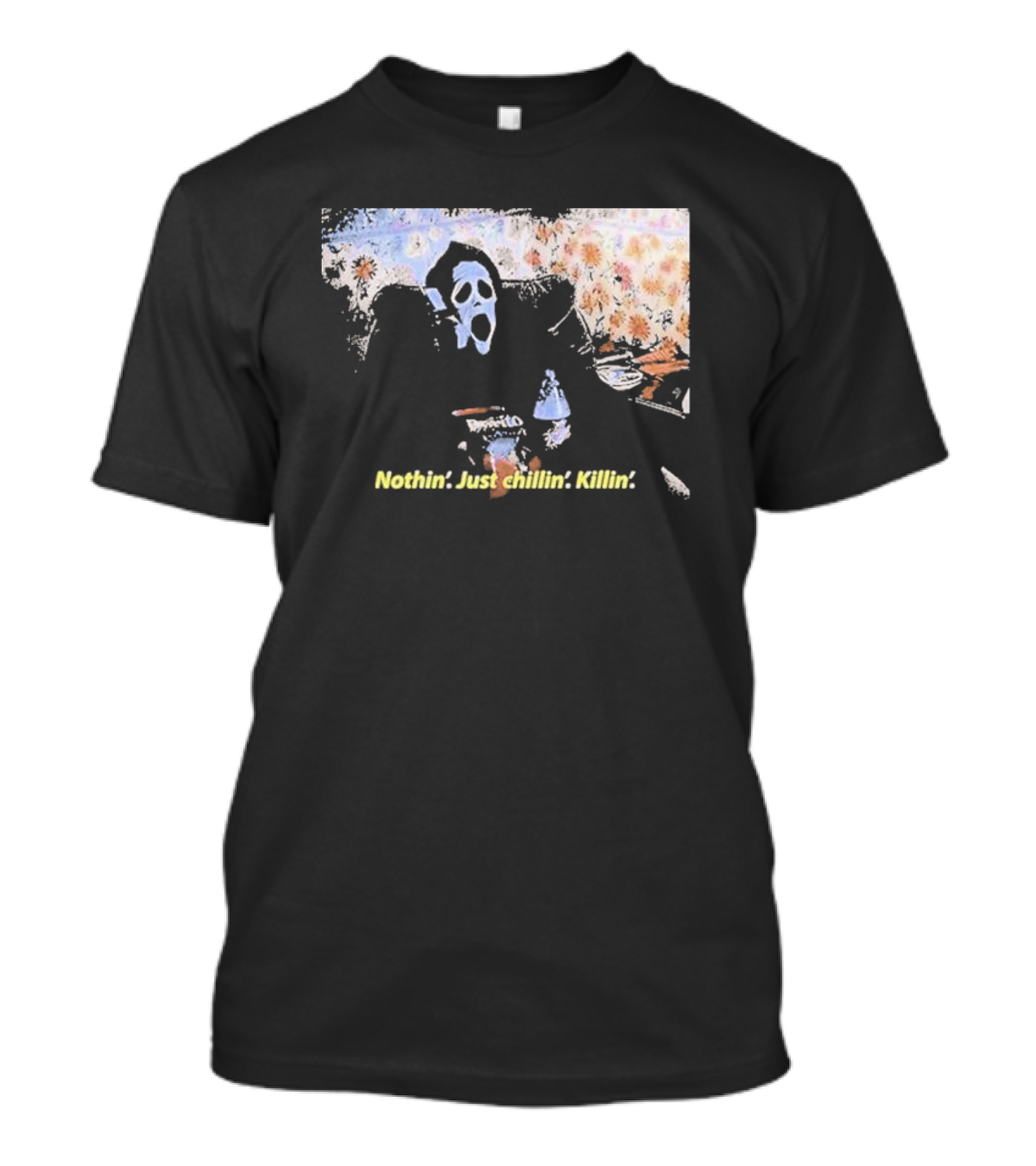 Ghostface Spooktober Nothin’ Just Chillin’ Killin’ Retro Style Vibes T-Shirt