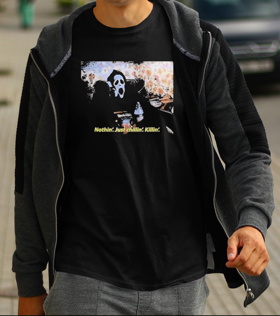 Ghostface Spooktober Nothin’ Just Chillin’ Killin’ Retro Style Vibes T-Shirt