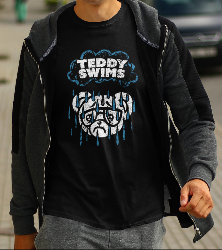 Teddy Swims Sad Bulldog Rainy Day Cloud T-Shirt