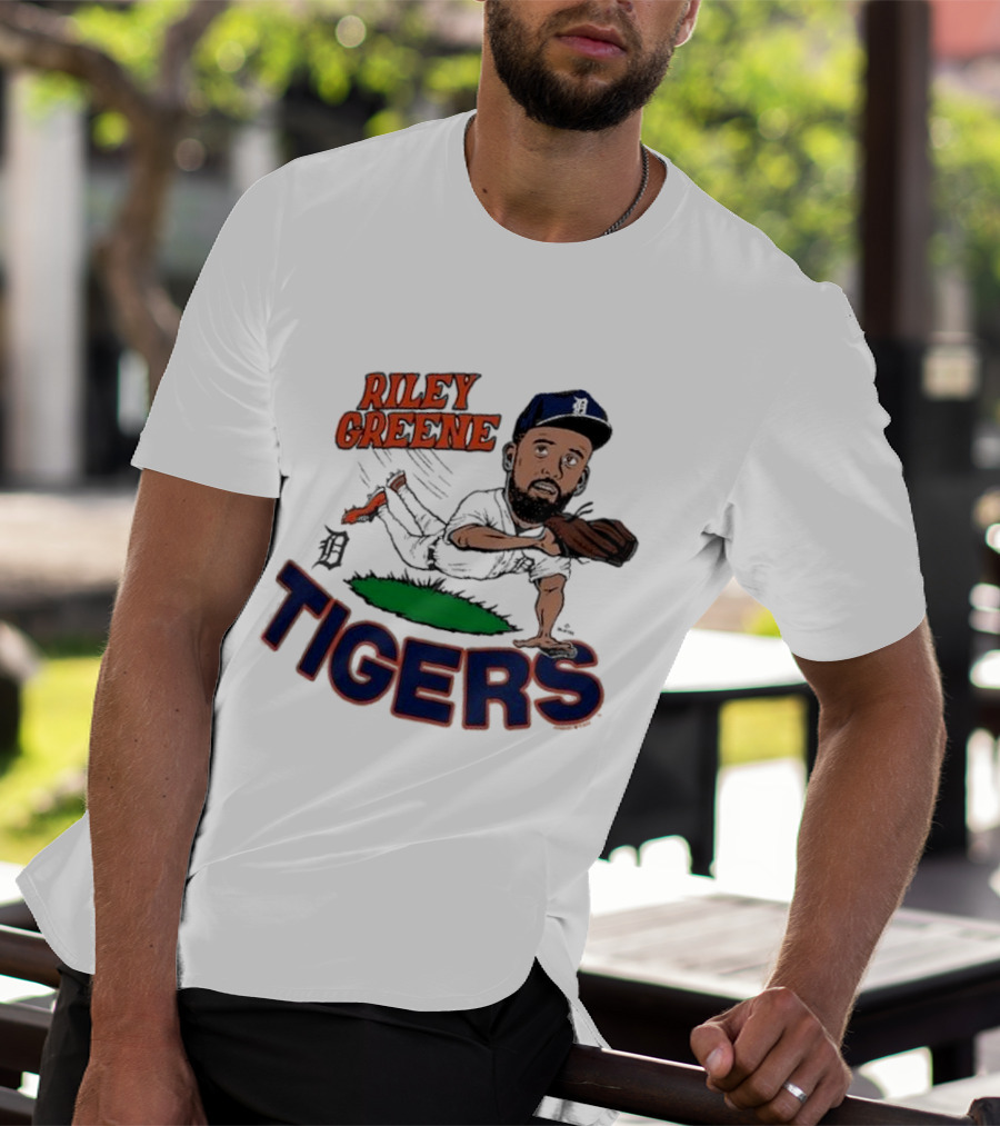 Riley Greene Detroit Tigers Caricature Player Tri Blend Homage Ash T-Shirt