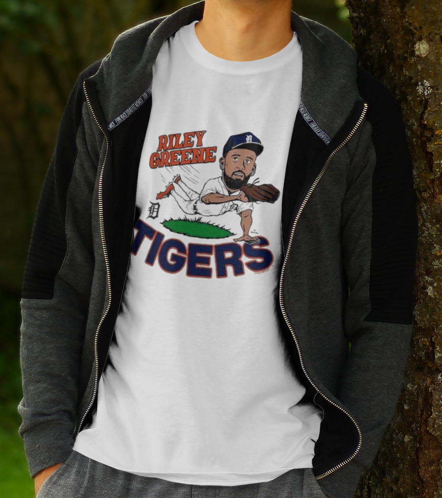 Riley Greene Detroit Tigers Caricature Player Tri Blend Homage Ash T-Shirt