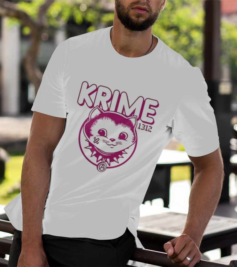KRIME Cat 1312 Anarchist Symbol And Spiked Collar T-Shirt