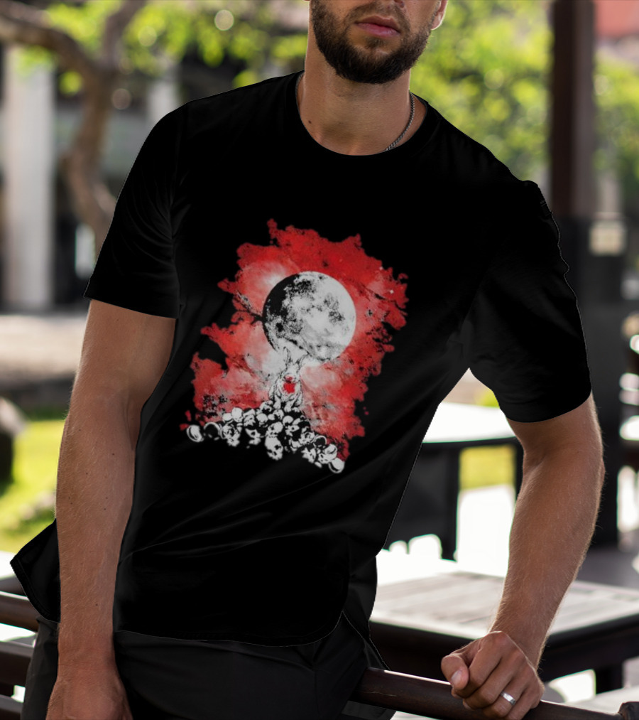 Killing Moon Rabbit Horror Blood And Skulls Horror Scene T-Shirt