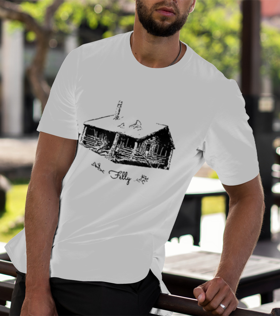 Felly Rustic Cabin Sketch T-Shirt