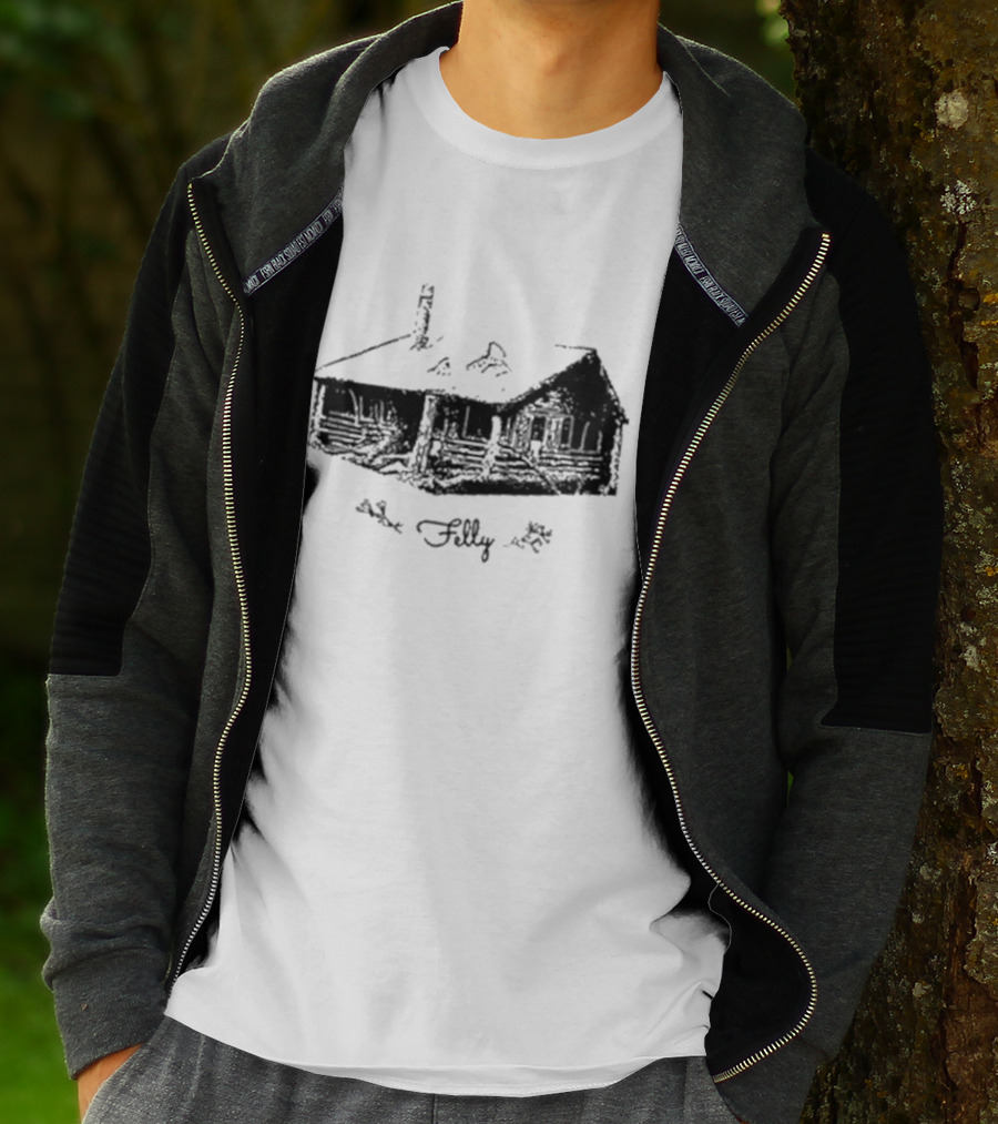 Felly Rustic Cabin Sketch T-Shirt