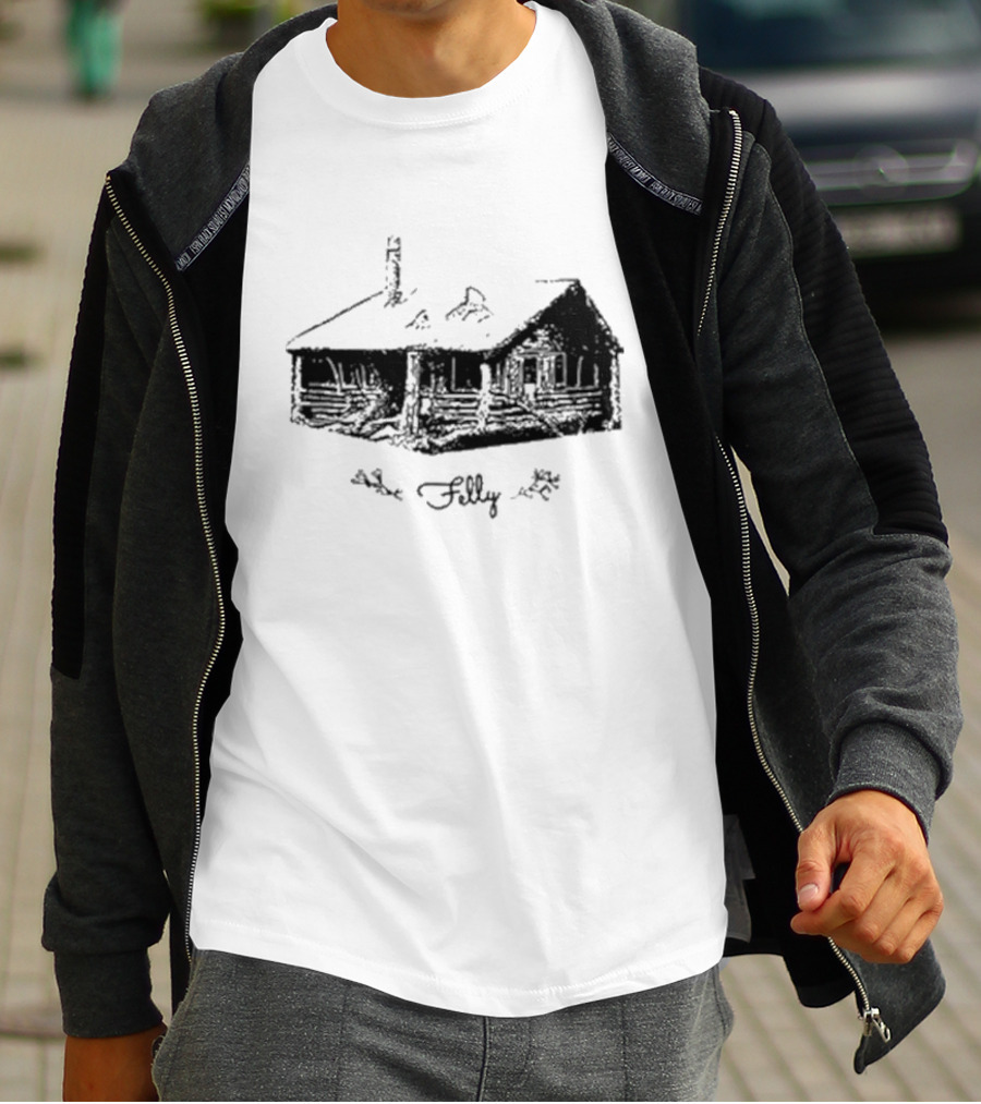 Felly Rustic Cabin Sketch T-Shirt