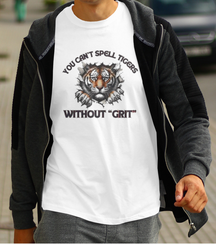You Can't Spell Tigers Without Grit October Ready Detroit Tiger Fierce Spirit T-Shirt