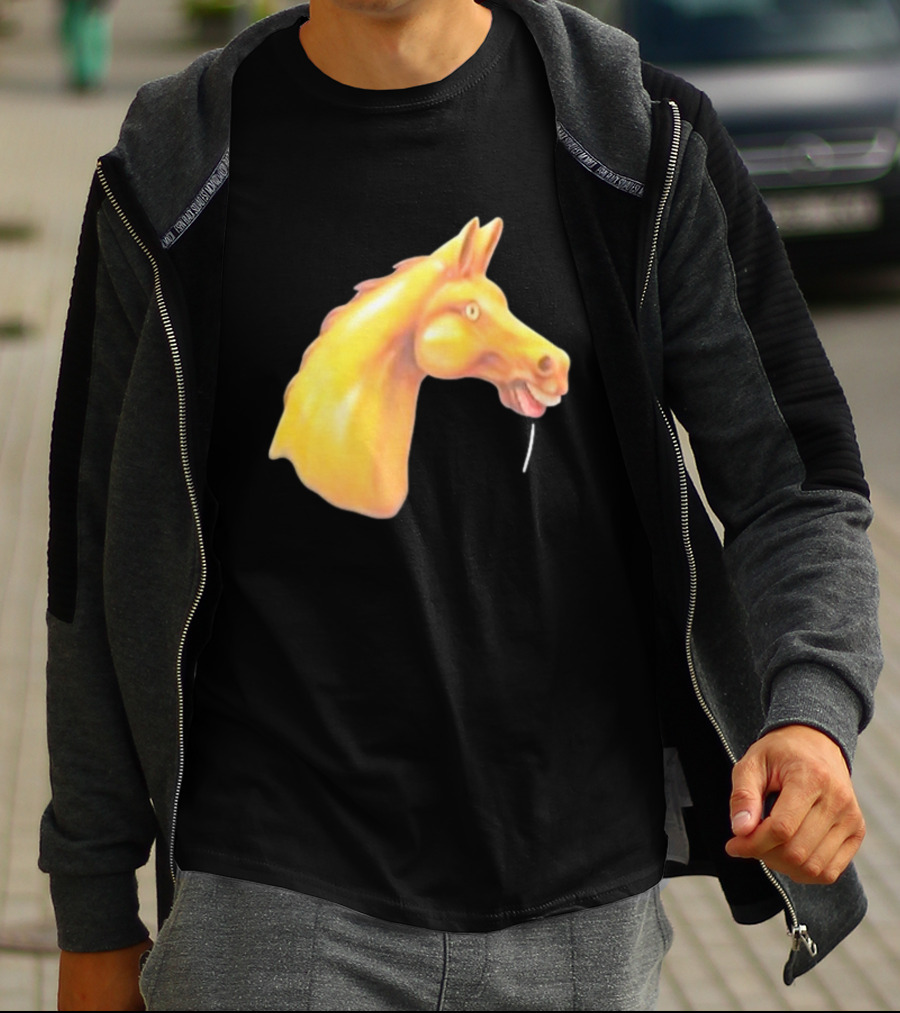 Andrew Garfield Horse What's The Rush Black Shirt Colorful Horse Head T-Shirt