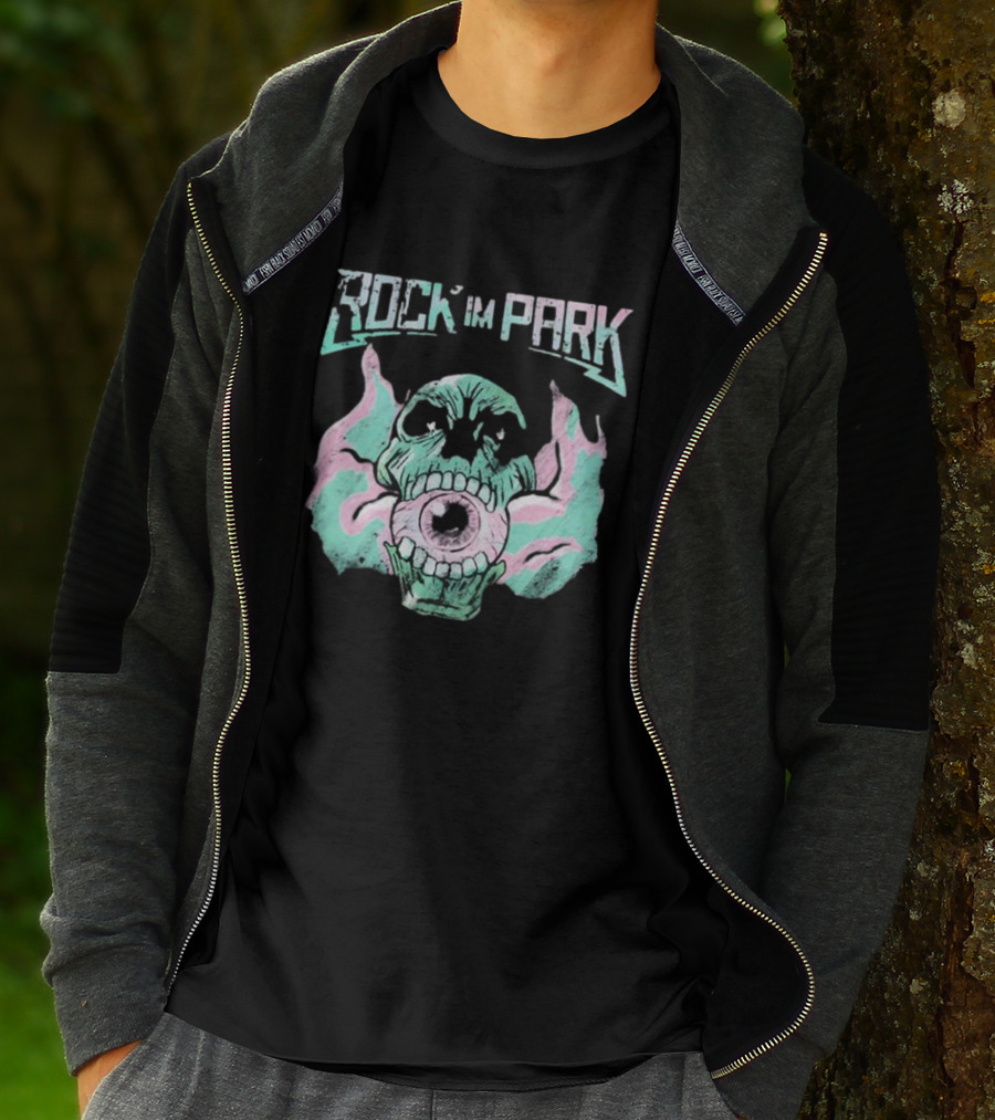 Rock Im Park Smoke Skull Flaming Eyeball T-Shirt