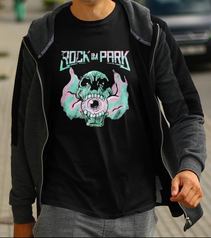 Rock Im Park Smoke Skull Flaming Eyeball T-Shirt