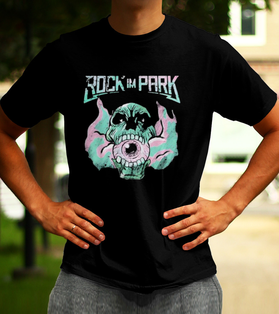 Rock Im Park Smoke Skull Flaming Eyeball T-Shirt