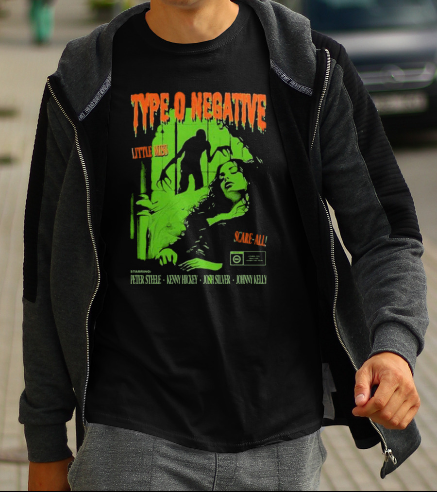 Type O Negative Little Miss Scare-All Horror Starring Peter Steele Kenny Hickey Josh Silver Johnny Kelly T-Shirt