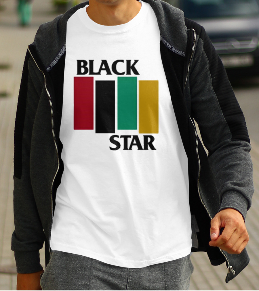 Black Star Flag Red Black Green Gold Vertical Bars T-Shirt
