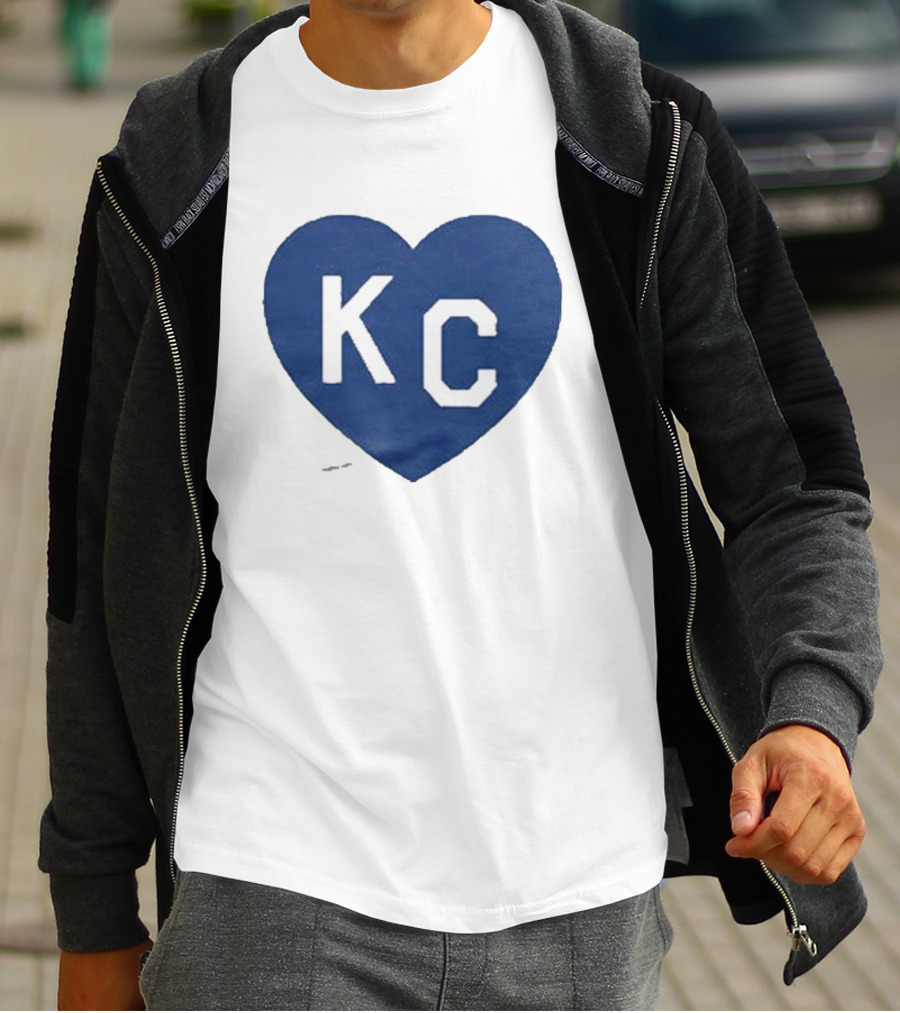KC Heart Powder Blue Navy T-Shirt